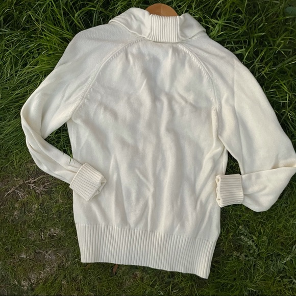 Women’s Cotton Cable Knit Cardigan Blazer L XL NEW Almond Ivory Cream NEW - Picture 2 of 7